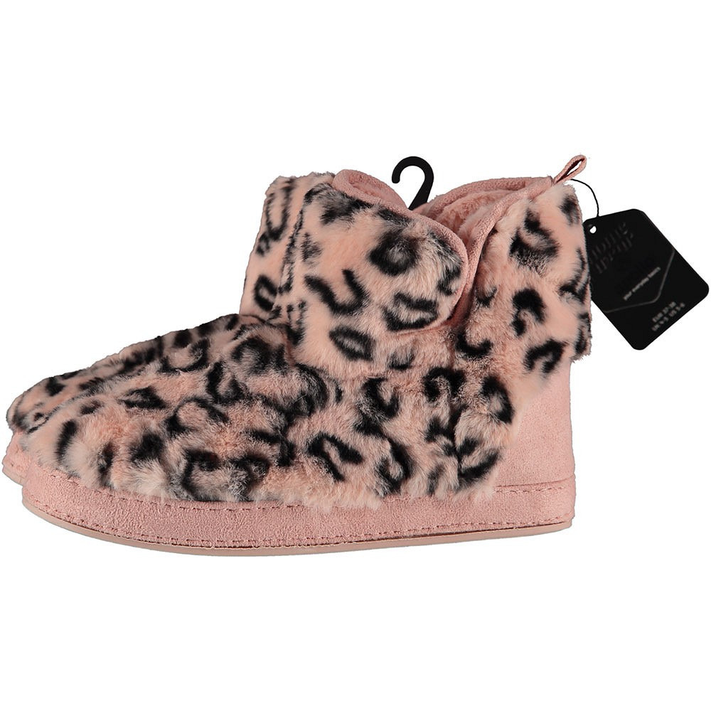 Dames hoge pantoffels/sloffen luipaard print roze maat 41-42