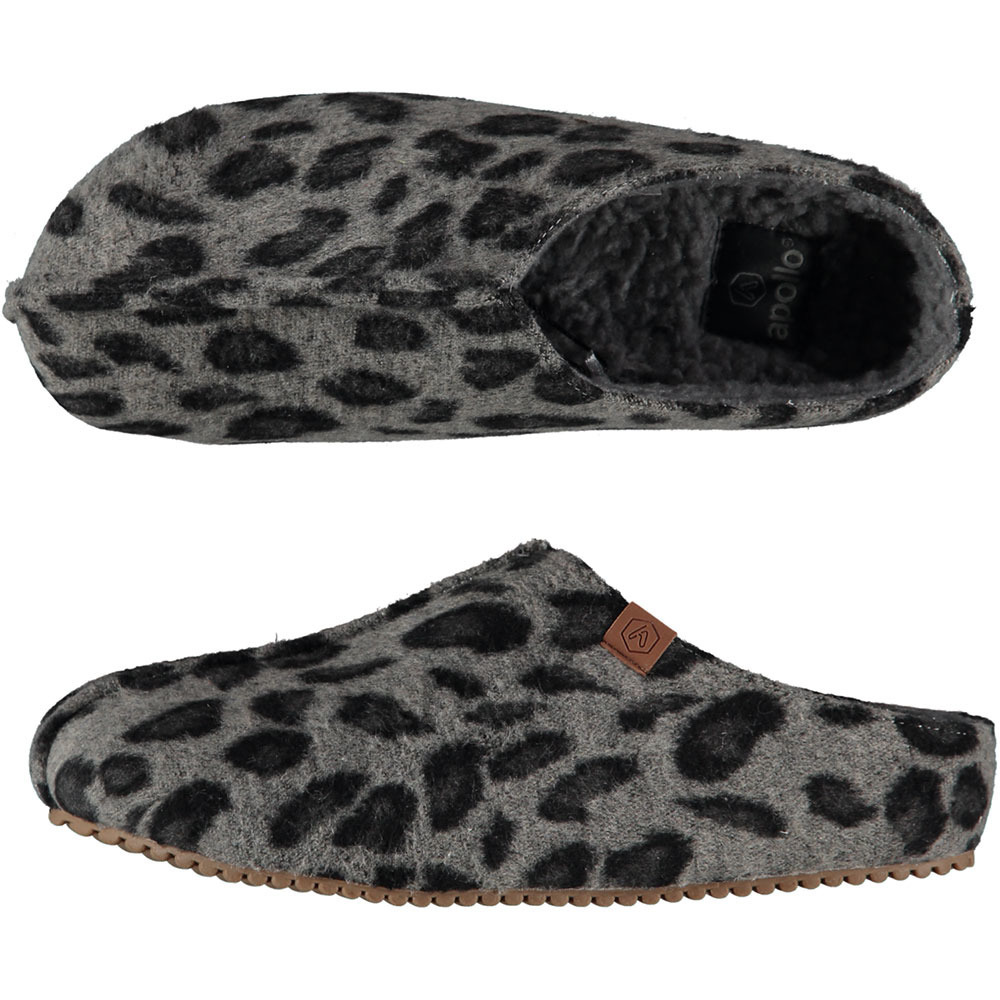Dames instap slippers/pantoffels luipaard print grijs maat 41-42