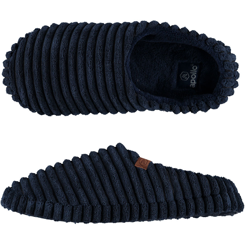 Heren instap slippers/pantoffels ribstof navy maat 45-46