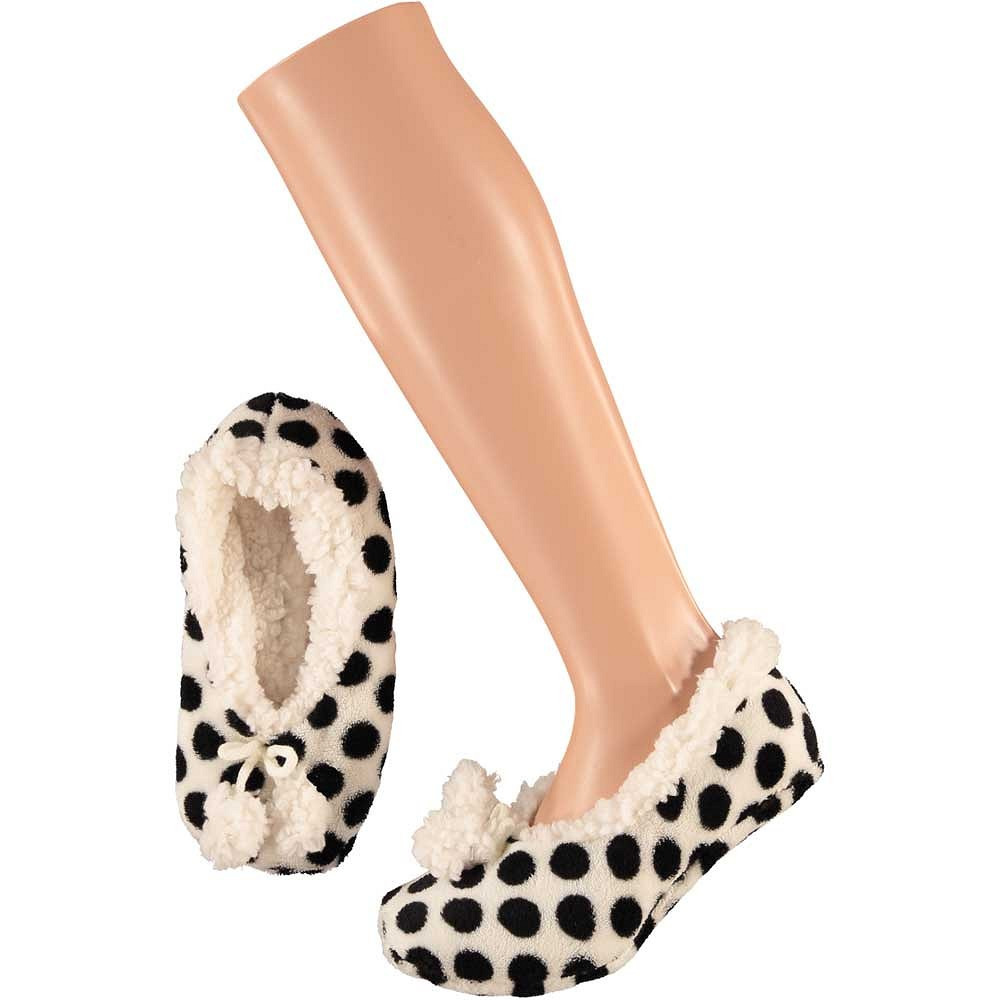 Meisjes ballerina sloffen/pantoffels wit met zwarte stippen maat 28-30