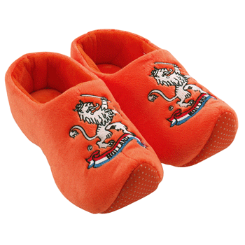 Plush orange clogg slippers Holland