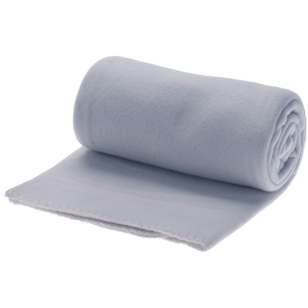 Polyester fleece deken/dekentje 130 x 160 cm in de kleur grijs/blauw