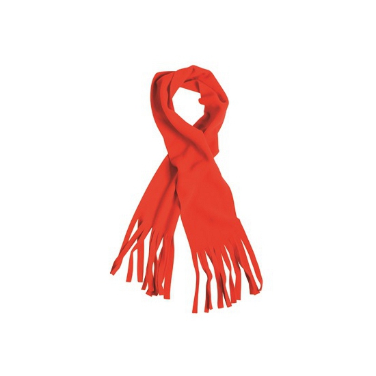 Rode winter fleece sjaal met franjes