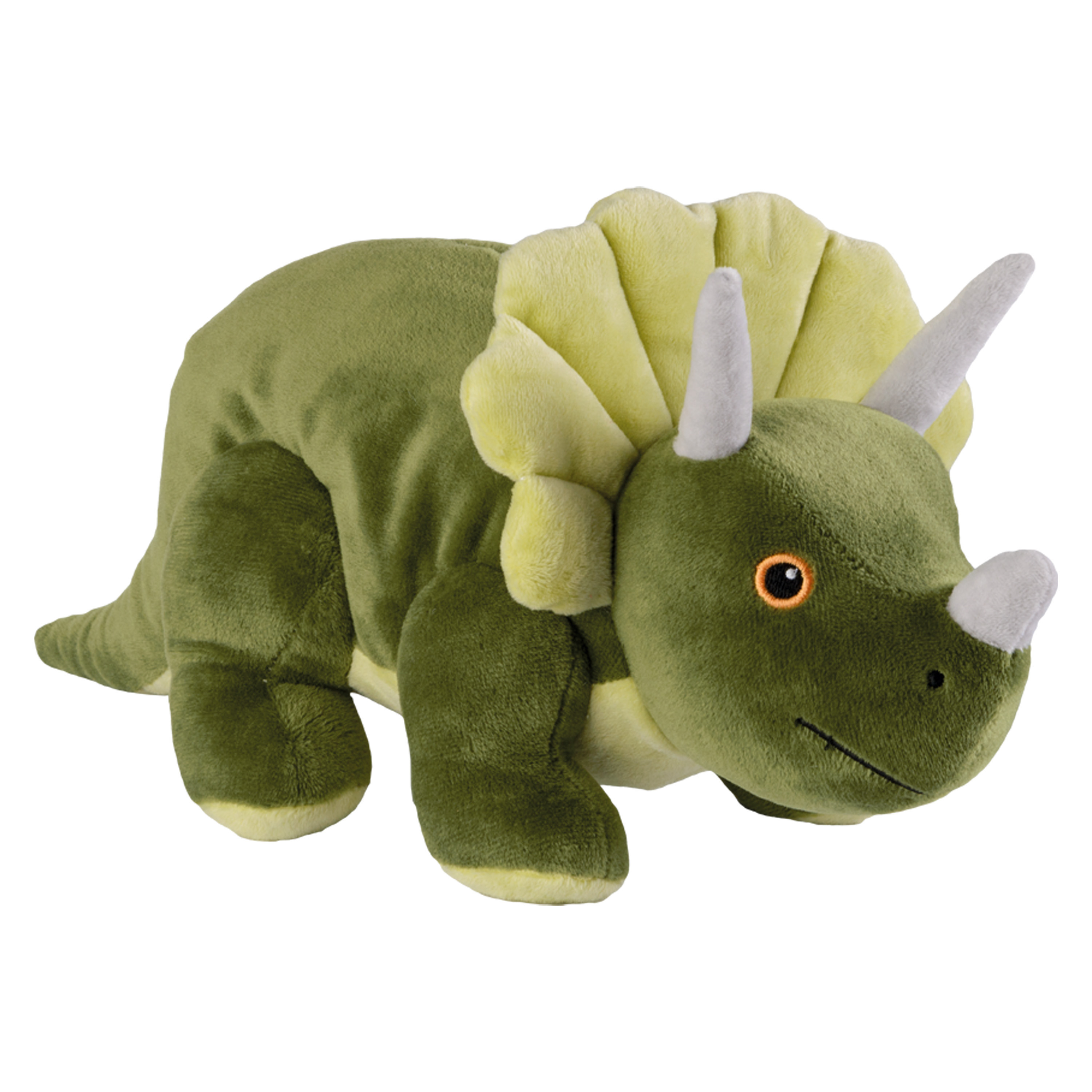 Warmte/magnetron opwarm knuffel - Dinosaurus/Triceratops - groen - 35 cm - pittenzak