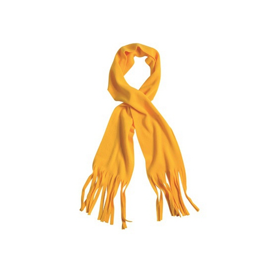 Winter fleece sjaal met franjes oker geel