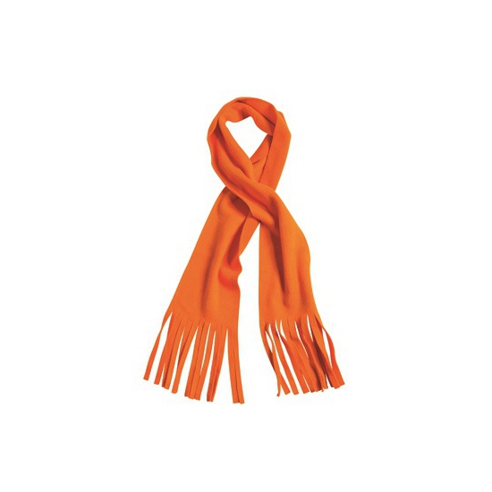 Winter fleece sjaal met franjes oranje