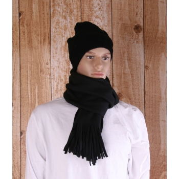 Zwarte fleece sjaals met franjes