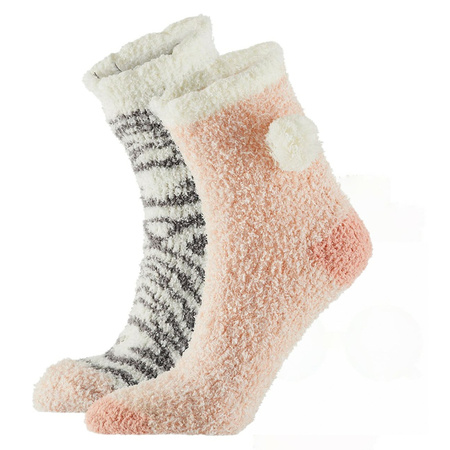 2x Ladies bed socks zebra pink/white size 36/41