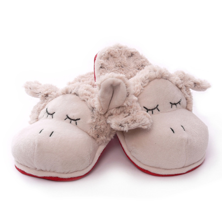 Beige sheep/lamb slip on slippers for women