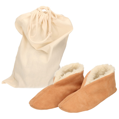 Beige Spanish slippers of genuine leather / suede for kids size 23 with storage bag