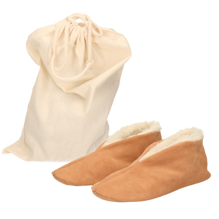 Beige Spanish slippers of genuine leather / suede for kids size 23 with storage bag