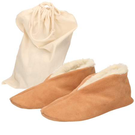 Beige Spanish slippers of genuine leather / suede for women / men size 44 with storage bag