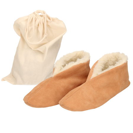 Beige Spanish slippers of genuine leather / suede for women / men size 46 with storage bag