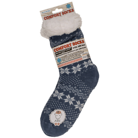 Ladies knitted home socks Nordic blue size 36-41