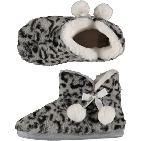 Ladies high slippers leopard print light grey size 41-42