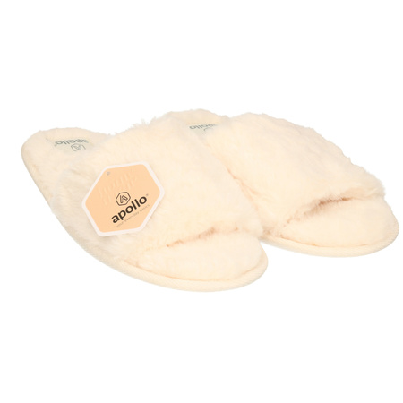 Ladies home slip-on slippers with fur white size 37-38