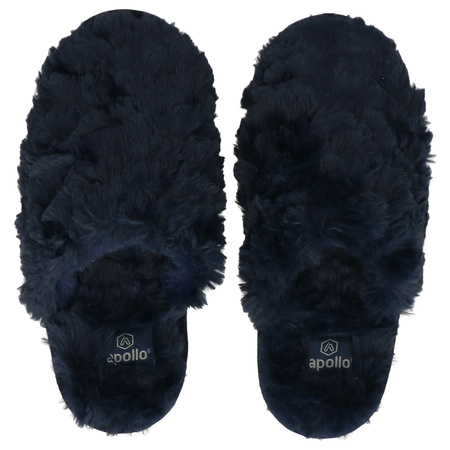 Dames instap slippers/pantoffels donker blauw maat 39-40