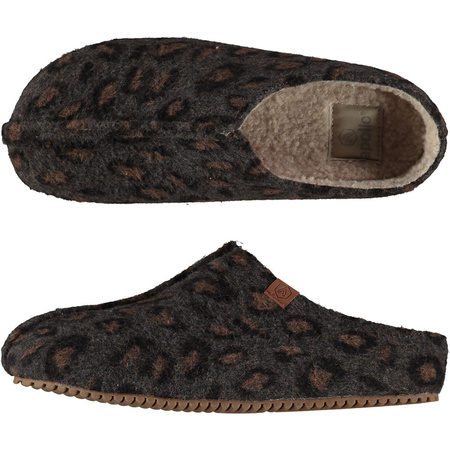 Ladies slip-on slippers beige leopad print size 39-40