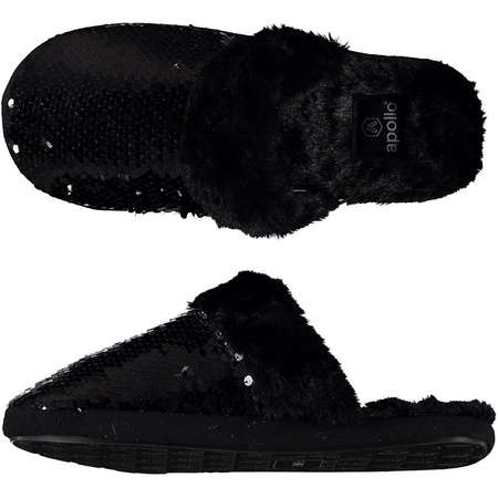 Ladeis slip-on slippers with sequins black size 39-40