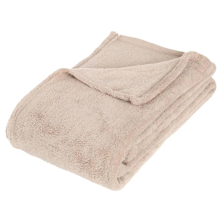 Fleece deken beige 125 x 150 cm met voetenwarmer slof poes/kat one size