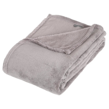 Fleece deken lichtgrijs 125 x 150 cm met voetenwarmer slof varkentje one size