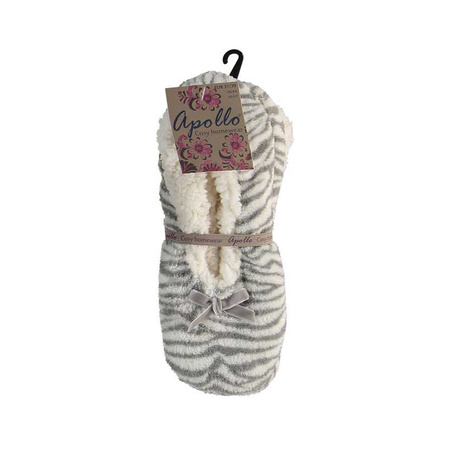 Grey zebra print ballerina slippers for women