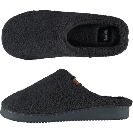 Mens slip-on slippers teddy wool anthracite size 41-42