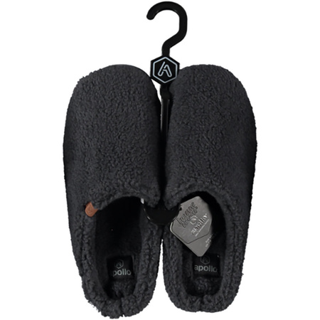 Mens slip-on slippers teddy wool anthracite size 41-42