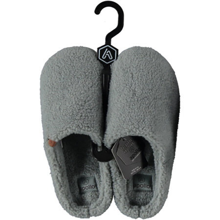 Mens slip-on slippers teddy wool grey size 43-44