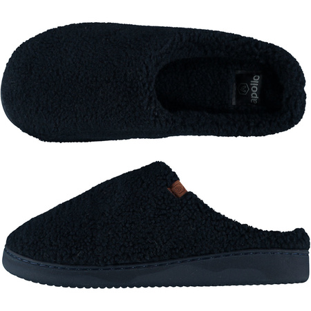 Mens slip-on slippers teddy wool navy size 41-42
