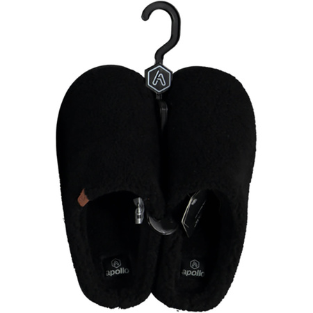 Mens slip-on slippers teddy wool black size 45-46