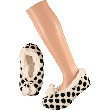 Girls ballerina slippers white with black dots print size 28-30