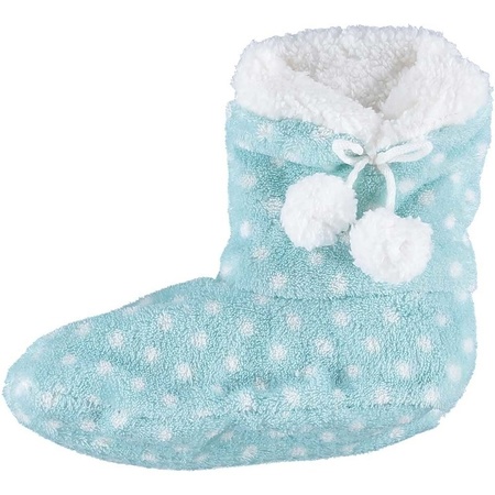 Girls high slippers dots print light blue size 31-33