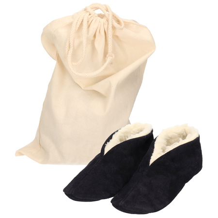 Navy blue Spanish slippers of genuine leather / suede for kids size 23 with storage bag