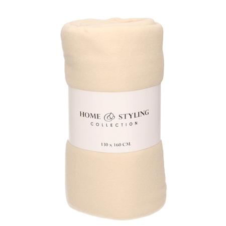Polyester fleece deken/dekentje 130 x 160 cm in de kleur creme wit