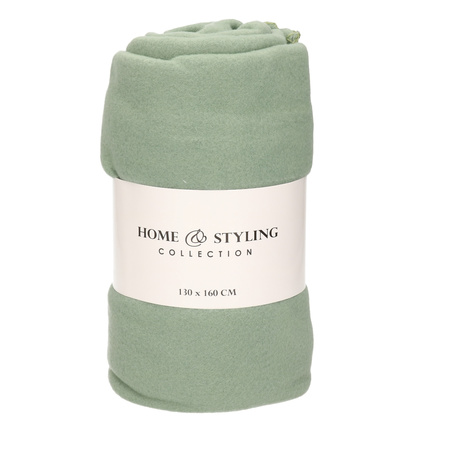 Polyester fleece deken/dekentje 130 x 160 cm in de kleur jade groen