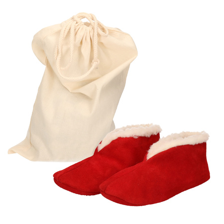 Red Spanish slippers of genuine leather / suede for kids size 29 with storage bag