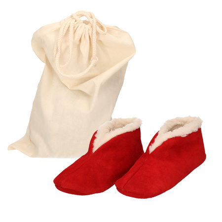 Red Spanish slippers of genuine leather / suede for kids size 31 with storage bag