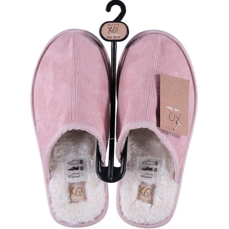 Pink fur slippers for women