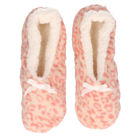 Pink panther/leopard print ballerina slippers for women