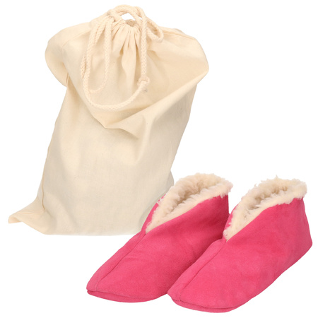 Pink Spanish slippers of genuine leather / suede for kids size 34 with storage bag
