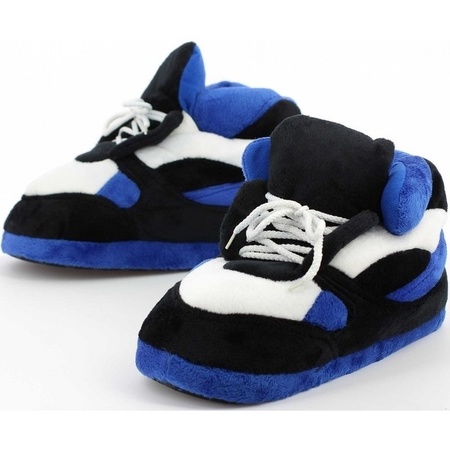 Blauw/zwart/witte sneaker model sloffen/pantoffels voor dames