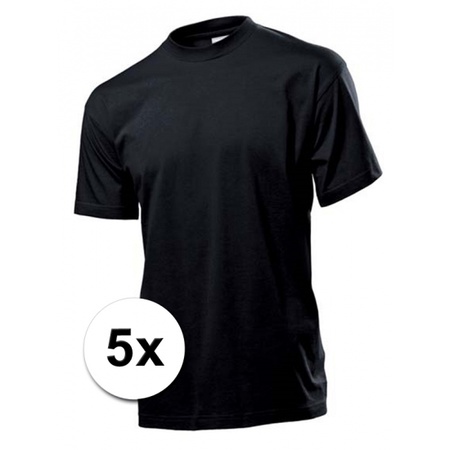 Voordeelpakket zwart t-shirts 5x