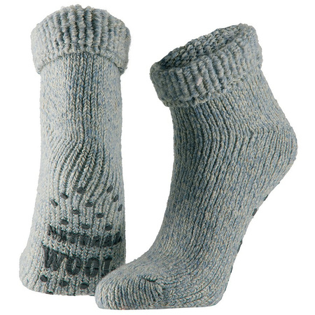 Childrens non slip woolen home socks blue mele size EU 23-26