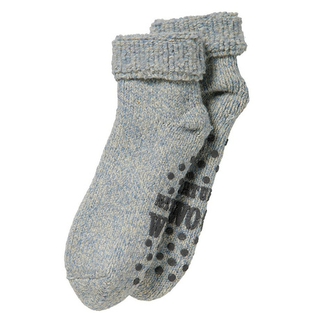 Childrens non slip woolen home socks blue mele size EU 31-34