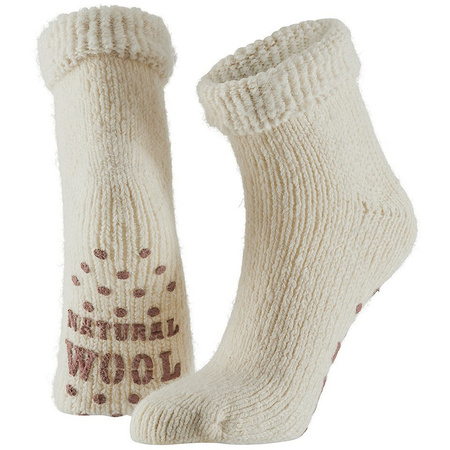 Childrens non slip woolen home socks cream white size EU 23-26