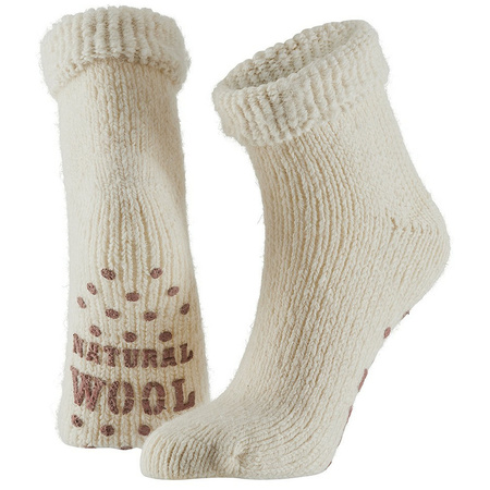 Childrens non slip woolen home socks cream white size EU 31-34