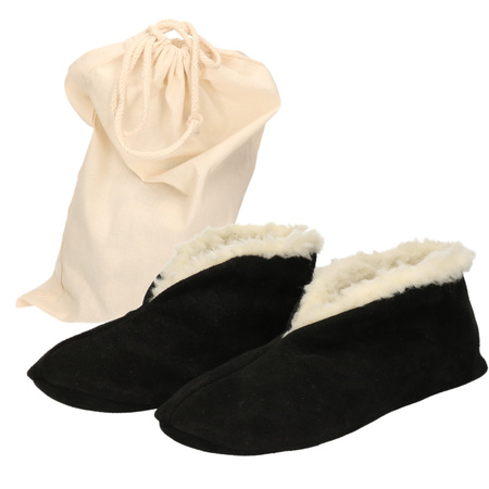 Black Spanish slippers of genuine leather / suede for women / men size 39 with storage bag