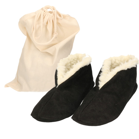 Black Spanish slippers of genuine leather / suede for women / men size 39 with storage bag